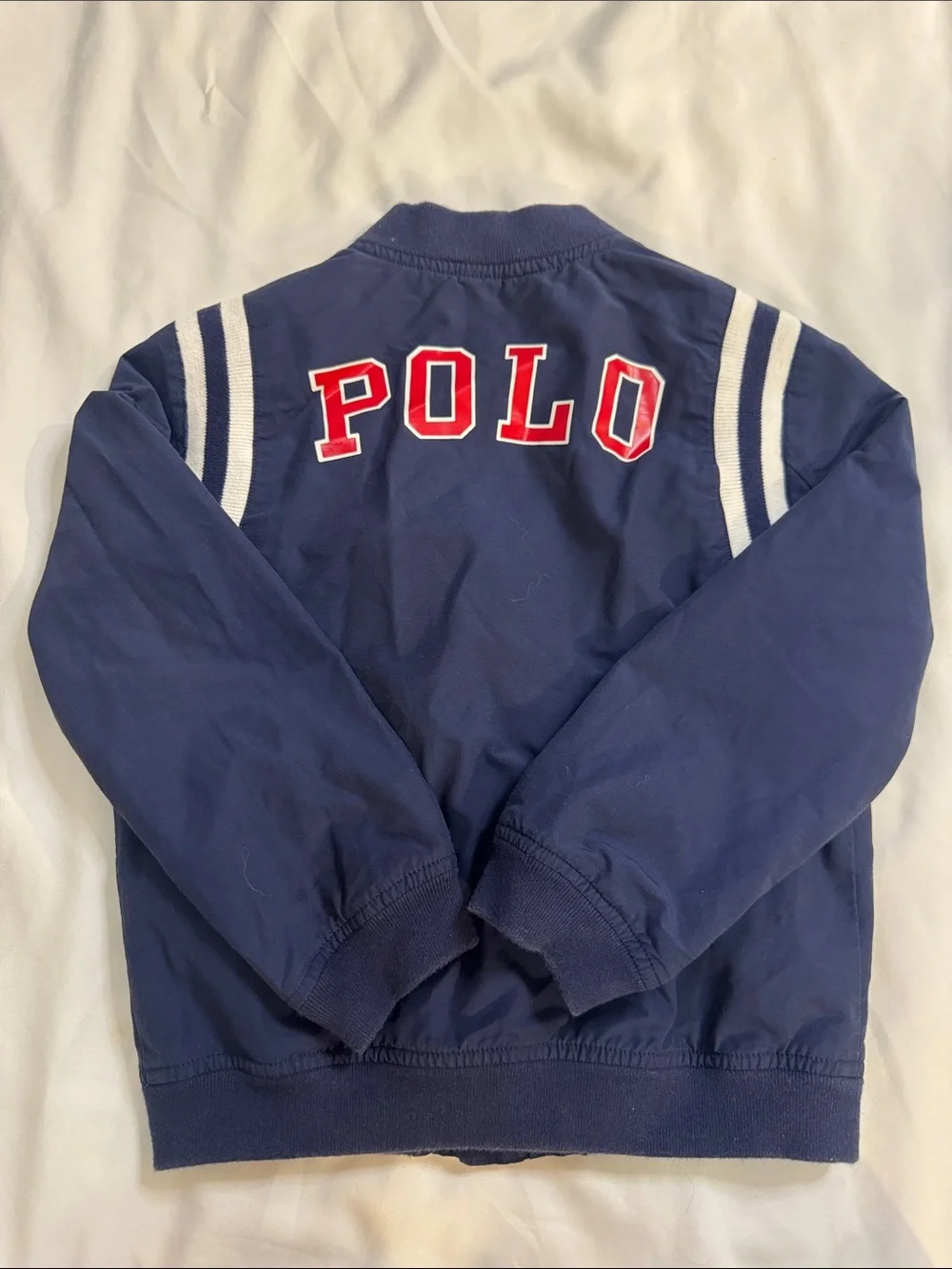 Polo by Ralph Lauren Navy Bomber Jacket with White Stripes